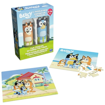 Bluey, 36 Piece Jigsaw Puzzle 2-Pack Toy Gift Set with Tube Packaging