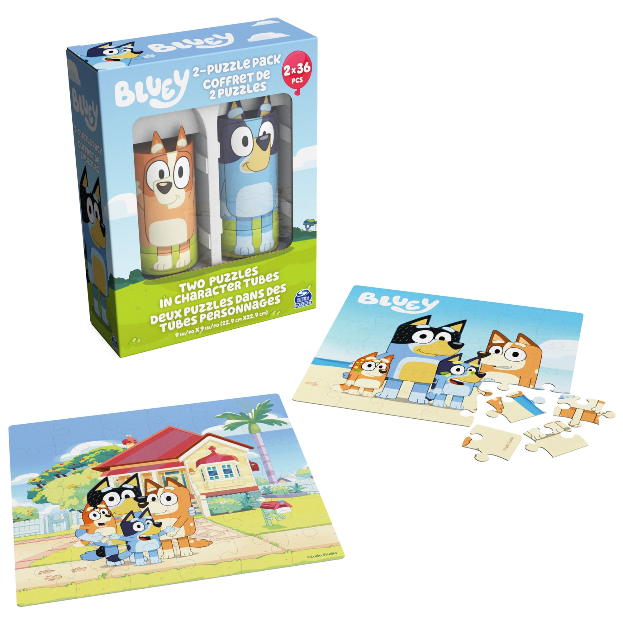 Spin Master Games Bluey 36 Piece Jigsaw Puzzle 2-Pack Toy Gift Set with Tube Packaging