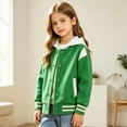 thumbnail image 6 of UDAUDU Kids Girls Boys Varsity Hoodie Jackets Baseball Jacket Button Down Lightweight Bomber Fall Winter Coat School Outwear with Pocket Green 9-10 Years, 6 of 6