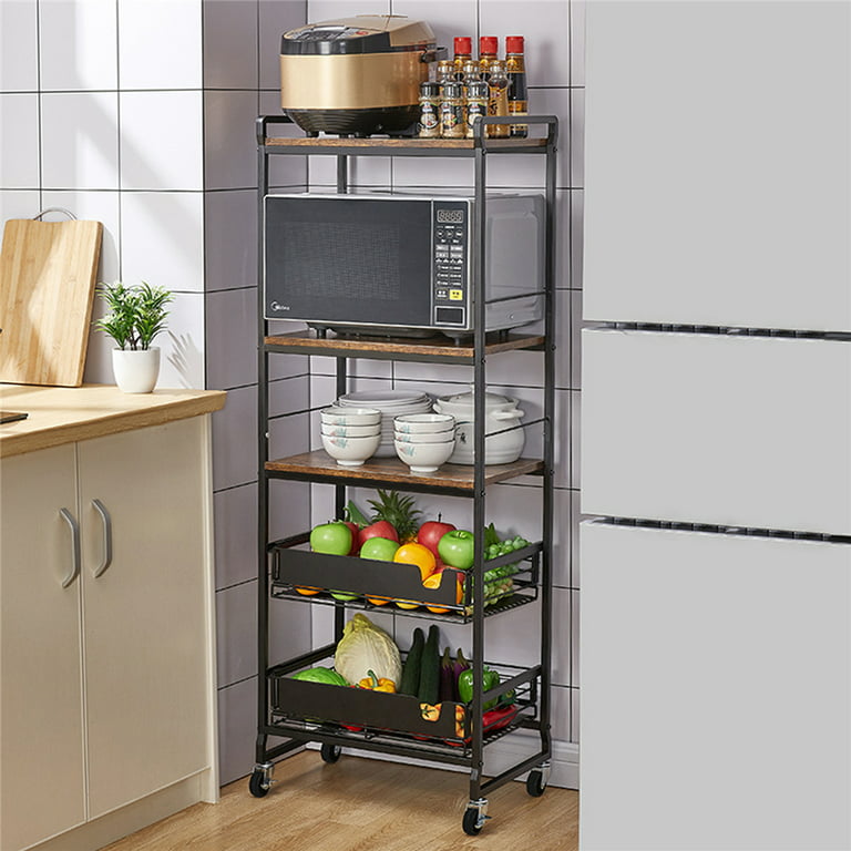  Kitchen Storage Cart, DUSASA 5-Tier Rolling Stackable  Multifunction Basket Utility Cart Rack Stainless Storage Organizer Cart for  Kitchen, Pantry Closet, Bedroom, Bathroom, Laundry (5-Tier) : Home & Kitchen