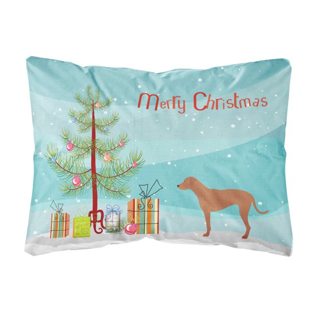 "Treasures BB8439PW1216 Cojín decorativo de tela de lona Rhodesian Ridgeback, árbol de Navidad" Caroline's Treasures BB8439PW1216