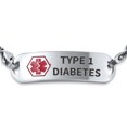 thumbnail image 2 of Bracelet Médical Identification Diabète Type 1 ID Miami Cubain pour Hommes 8.5 Pouces Acier Gravé sur Mesure, 2 of 6