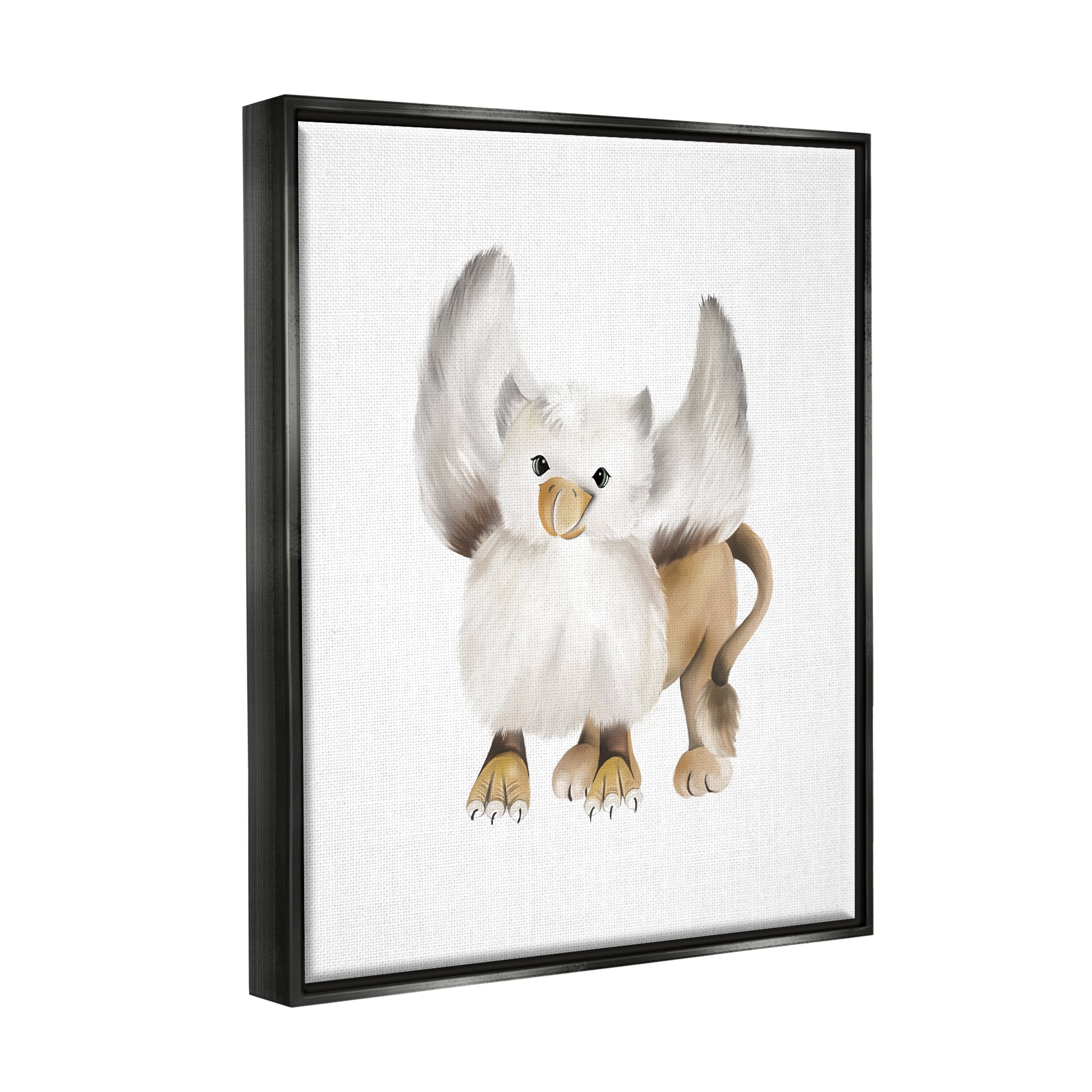 Stupell Industries Mythical Fantasy Creature Winged Hippogriff Painting Painting Jet Black Floating Framed Canvas Print Wall Art, Design by Studio Q