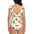 thumbnail image 3 of Naloa Squirrel Playing Print Women One Piece Swimsuits Tummy Control Bathing Suit Ruffle V Neck Swimwear Slimming Monokini, 3 of 5