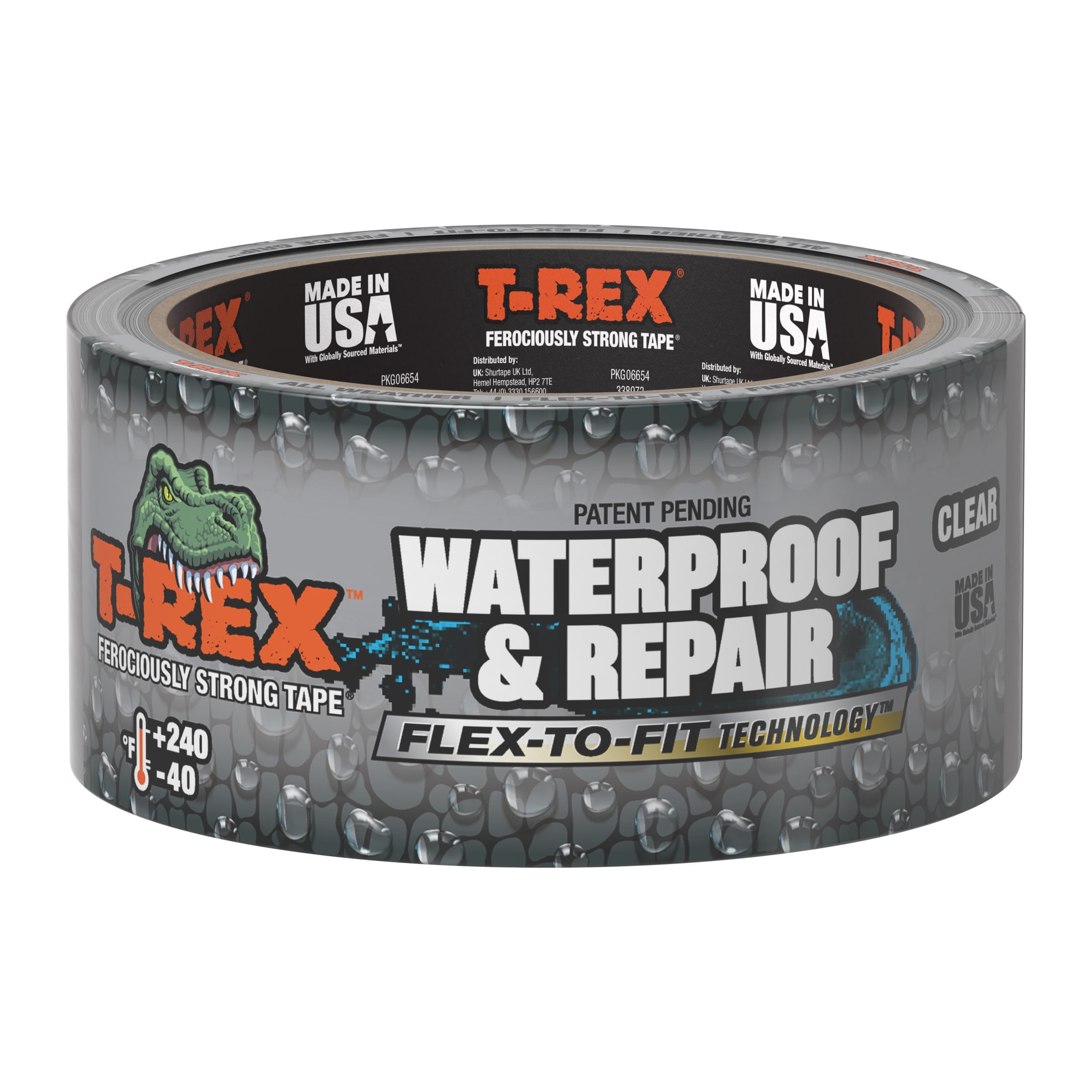 T-Rex Ferociously Strong Clear Waterproof and Repair Tape 1.88 in x 10 yd