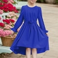 thumbnail image 2 of CAIVO Girls Long Sleeved Dress O-Neck Stylish Flowy Semi Formal Party Dresses With Belt Leisure Toddler Child Daily Wear, 2 of 6