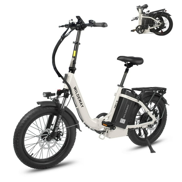Wildeway Vélo Électrique Pliant pour Adultes, Moteur 750w, Batterie Amovible 48v 32ah, 7 Vitesses, Pneu Grand 20x3.0 Neige Montagne Plage Ville Vélo Électrique Blanc UL2849
