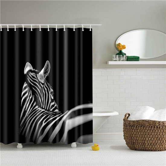 JOOCAR Modern Home Animals Zebra Bathroom Shower Curtains Frabic Waterproof Polyester Bath Curtain With Hook 72X72inch