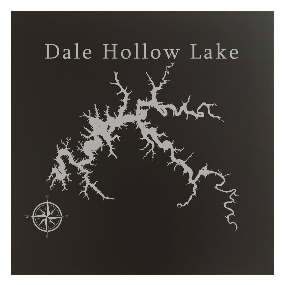 Dale Hollow Lake Map 12x12" Black Metal Wall Art Office Decor Gift