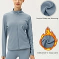 thumbnail image 4 of Women's Stretch Full-Zip Jacket Autumn Winter Plush Yoga Jacket Sports Running Fitness Clothes - Blue, 4 of 5