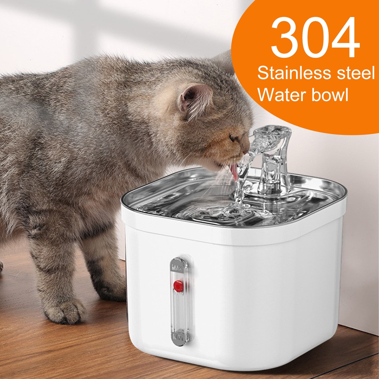 Xinhuadsh Cat Water Fountain, 2.0L Stainless Steel Cat Fountain Water