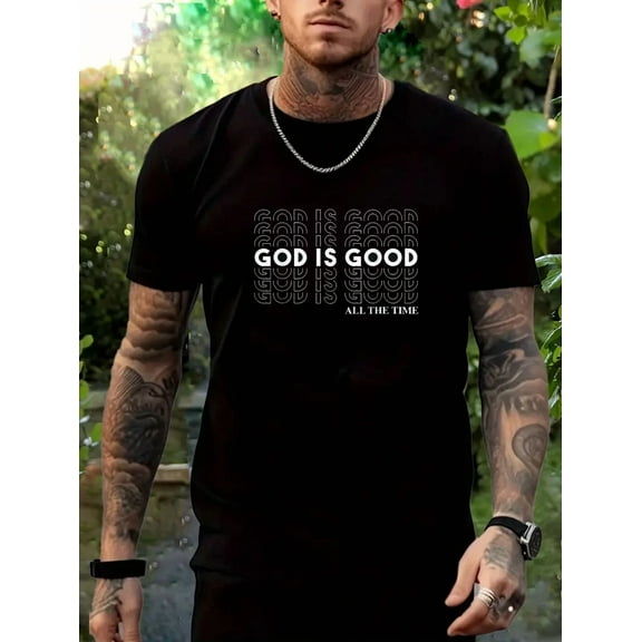 Stylish God Is Good Graphic Tees Cotton Soft Stylish Casual Short Sleeve Crew Neck Top