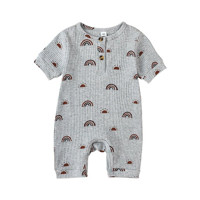 Gibobby Mameluco polar Monos para bebé niña/niño, ropa de manga corta, mono con estampado de arcoíris, traje de verano de 3, 6, 12, 18 y 24 meses(F, 3-6 Meses)