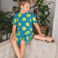 thumbnail image 4 of Daiia Ball Tennis Print Children’s Cotton Pajama Set – Short-Sleeved Top & Shorts, Lightweight and Breathable Sleepwear, Cozy 2-Piece PJs for Kids-Small, 4 of 6