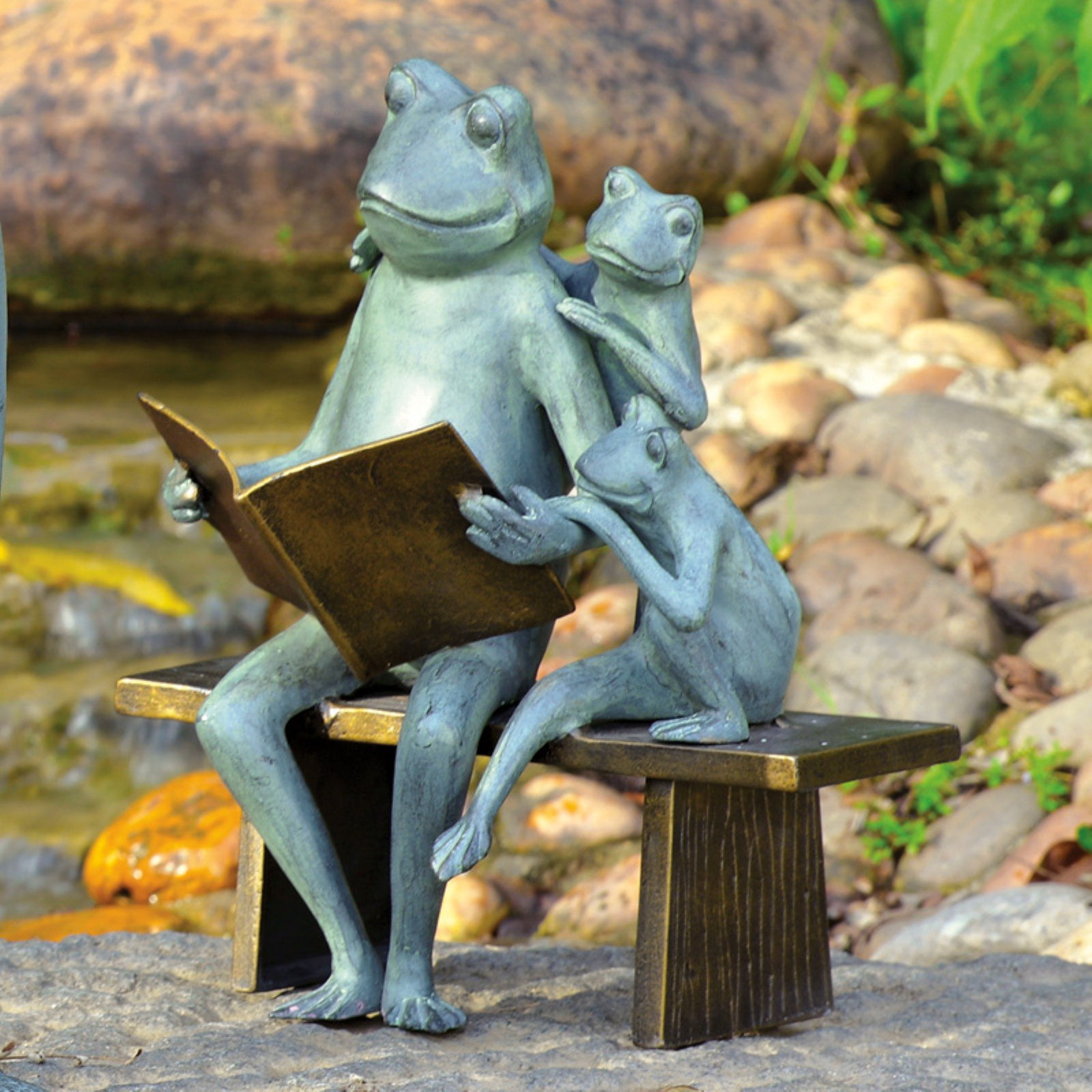 San Pacific International Reading Frog Family Garden Sculpture by San Pacific International (SPI)
