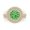 thumbnail image 2 of 2.68 ct Brilliant Round Cut Green Zircon 18K Yellow Gold Halo Solitaire with Accents Engagement Bridal Wedding Ring Band Set size 3.75, 2 of 7