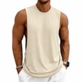 thumbnail image 2 of Activewear Tank Tops Men Sleeveless Crew Neck Athletic Tank Tops Summer Quick Dry Gym Fitness Basketball Training Sports Tshirts Beige 3XL, 2 of 9