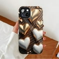 thumbnail image 2 of Luxury Gold Heart Design Protective Case Compatible with iPhone 11/12/13/14/15/16 (Pro Max/Plus), Valentine’s Day Gift & Romantic Decor, 3D Embossed Texture for Couples & Lovers, 2 of 9