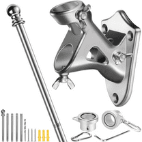 T304 Stainless Steel Heavy Duty Flag Pole Kit, 2 Positions for 1" Flag Poles Wall Mount House & Estate Flagpole Holder, Aluminum Alloy Flagpole Rings, Rust Free Flag Pole for House Yard