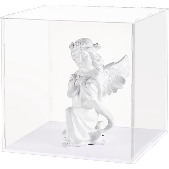 Transparent Acrylic Display Boxes Dust-Proof Cases with Base for Models Building Blocks Doll Display Holders Square Clear Finished Product: 26.3x26.3x25.8cm