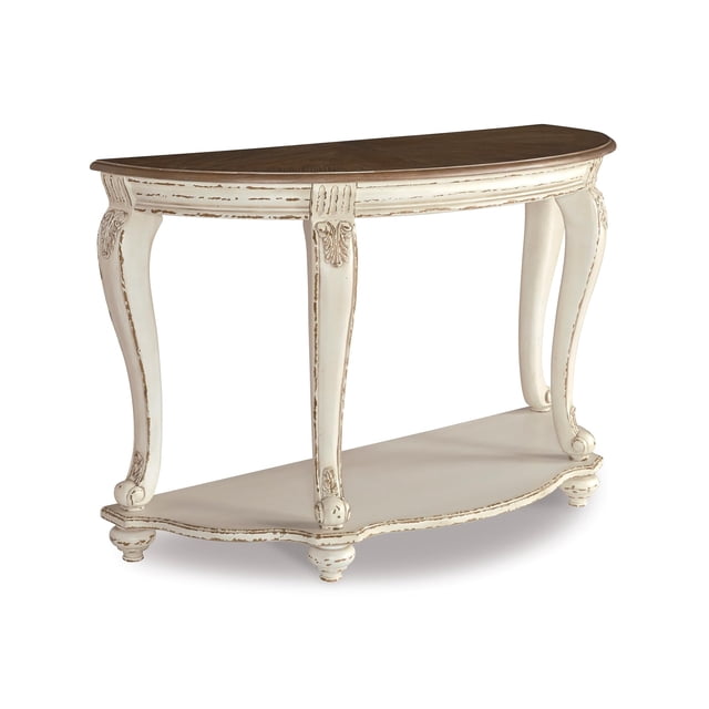Signature Design by Ashley Realyn Table Console en Blanc Éclaté et Brun