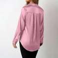 thumbnail image 4 of Kaemgyyd Womens Dressy Casual Blouse Elegant Satin Silk Collar Long Sleeve Shirts Business Work Tops Summer Clothes, 4 of 5
