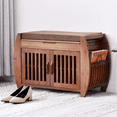 thumbnail image 2 of BALANBO 28.3” Shoe Bench with Lift Top Storage, Entryway Storage Bench with Cushioned Seat, Bamboo End of Bed Bench, Shoe Cabinet Bench with Hidden Storage Space, for Bedroom, Hallway(Brown), 2 of 8