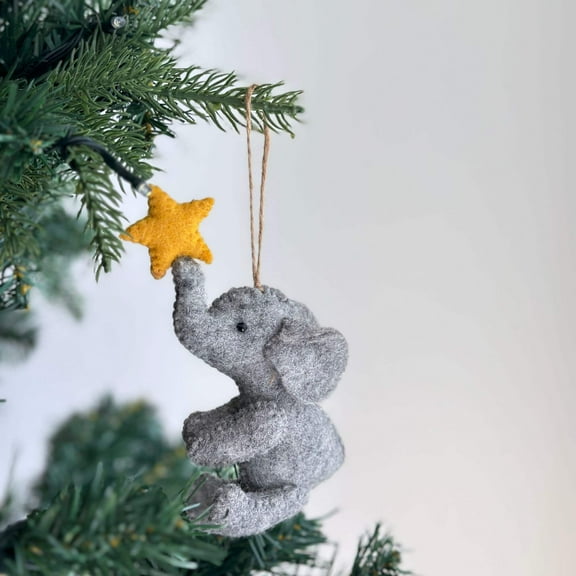 Felt Ornament - Elephant with Star