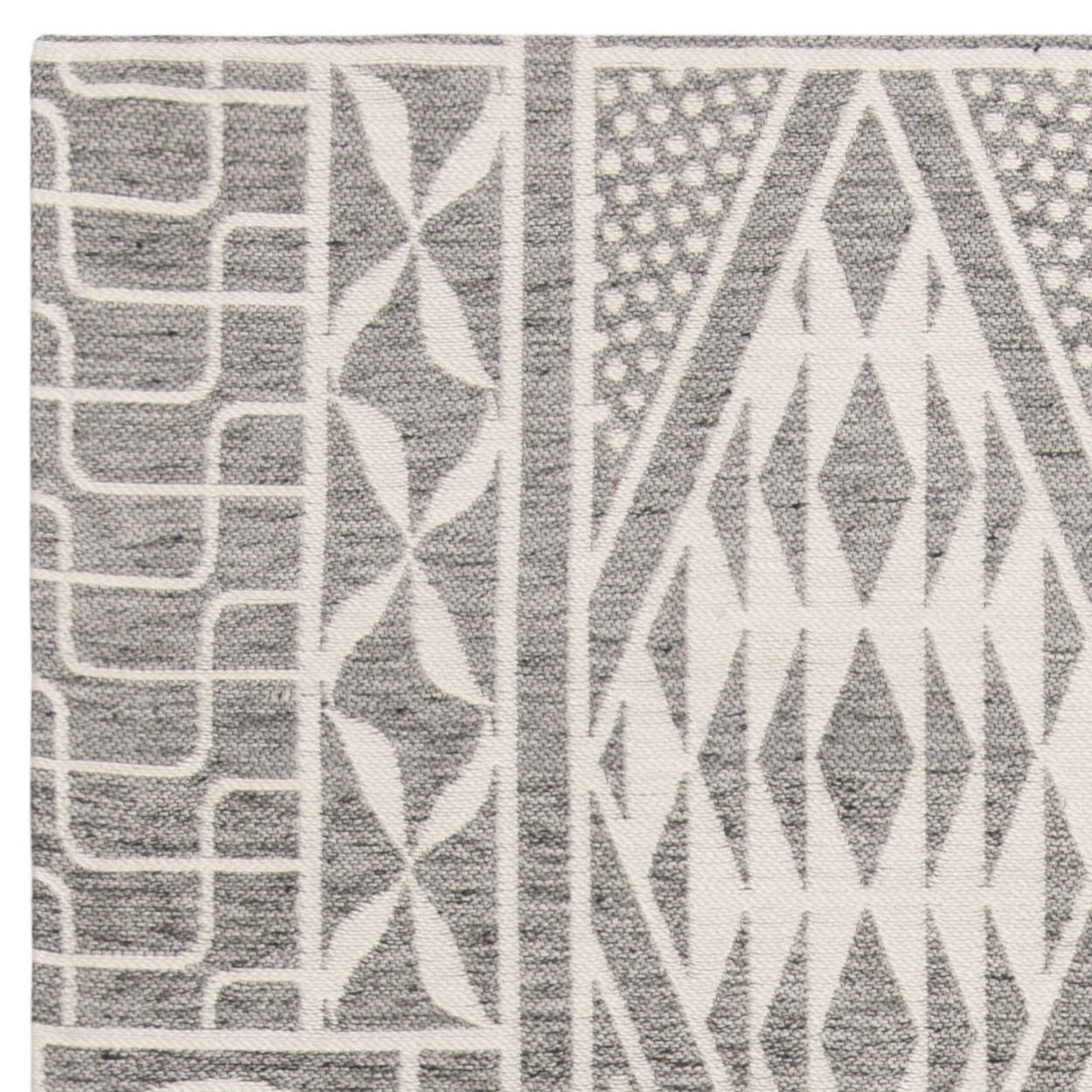 SAFAVIEH Marbella Jean Abstract Geometric Polyester Area Rug, Grey/Ivory, 6' x 9'