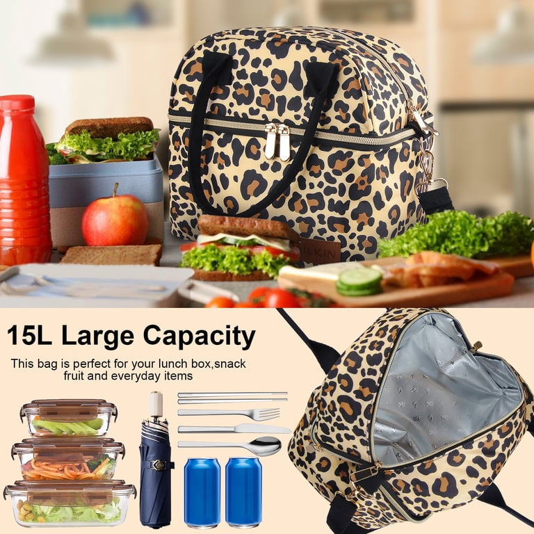 Large Insulated Lunch Bag, Leopard Pattern photo 5