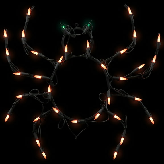 Northlight Lighted Spider Halloween Window Silhouette - 15" - Orange and Green Lights