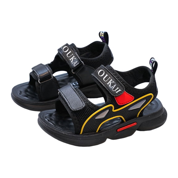 Staki Kids Cloud Slides Toddler Adjustable Buckle Sandals – Comfortable Open Toe Beach & Pool Shoes for Boys with Back Strap(Black,13.5 Little Kid)