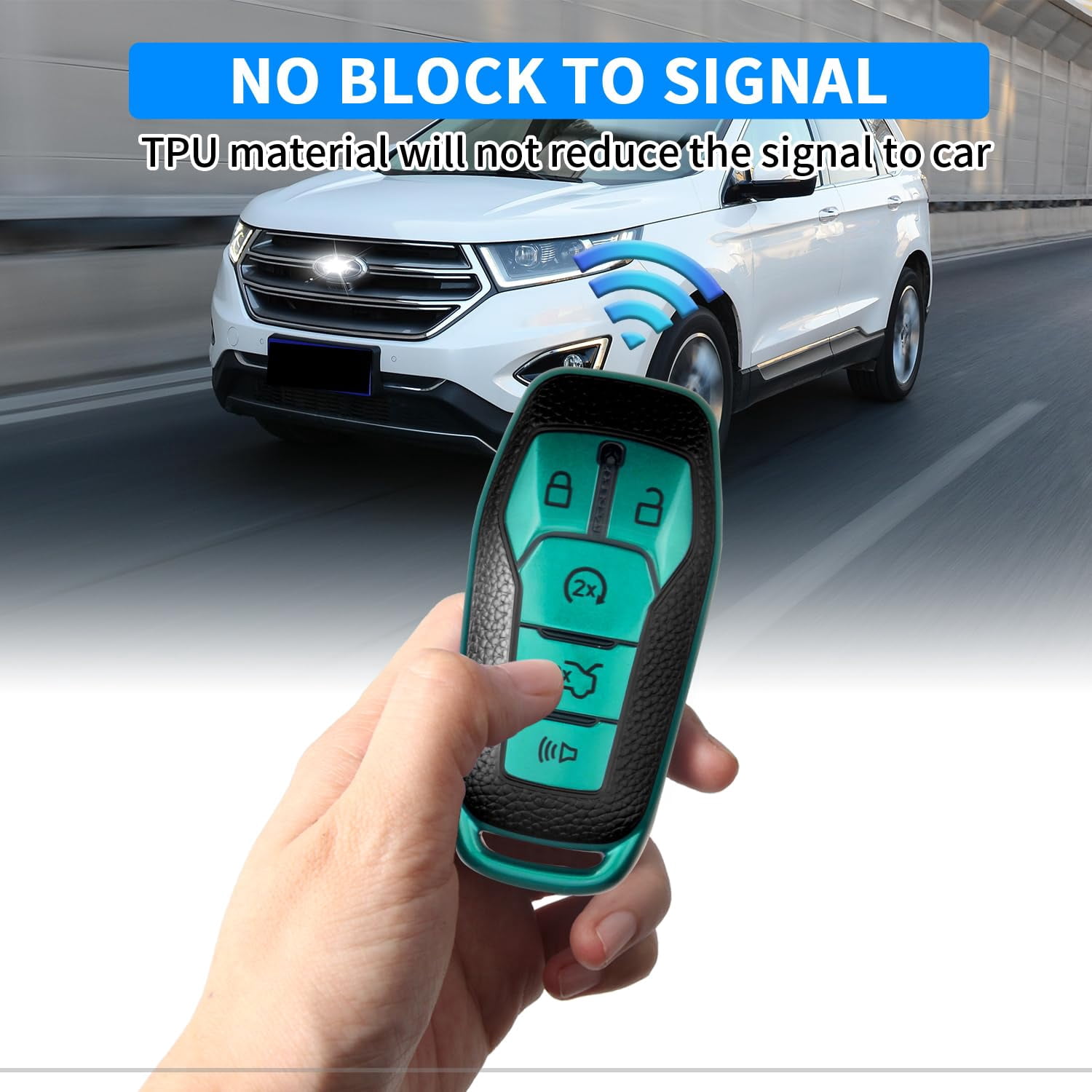 For Ford Key Fob Cover with Keychain, Shell Compatible with Ford Explorer, F150, Lincoln MKC, MKX, MKZ, Fusion, Mustang, Edge Remote Vehicle Accessories