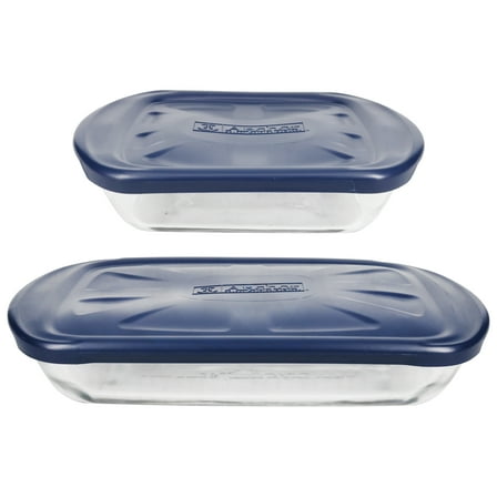 Anchor Hocking 82583L20 4-Piece Baking Dish Set with Navy Lids