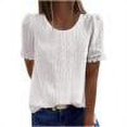 thumbnail image 1 of Femmes Tops Femmes Été Tops 2023 Mode Femme Col Roulé Manches Courtes Chemisier T-Shirt Dentelle Solides Lâches Tops Blanc M, 1 of 5