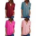 thumbnail image 7 of Women's Tunic Tops, Zip Front V-Neck 3/4 Rolled Long Sleeve for Leggings, 7 of 7