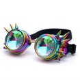 thumbnail image 2 of C.F.GOGGLE Rivet Kaleidoscope Rave Rainbow Crystal Lenses Steampunk Goggles, Black/ Copper/ Brass, 2 of 3