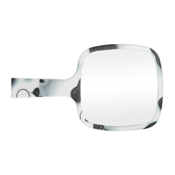 Unique Bargains 1 Pc Women Durable Square Handheld Mirror for Business Travel Black White Plastic Aluminum Mirror