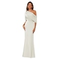 thumbnail image 1 of Vestido de noche BITALY de satén con un solo hombro, sirena, marfil, 1 of 8