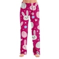 thumbnail image 6 of Hearthz Easter Pajamas Pants for Women Cute Rabbit Bunny Print Wide Leg Lounge Pants Women Baggy Soft Comfy Lightweight Sleep Pants for Women, 6 of 8