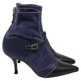 thumbnail image 1 of Pre-Owned Malone Souliers Sock Ankle Boots in Navy Blue Suede, 1 of 2
