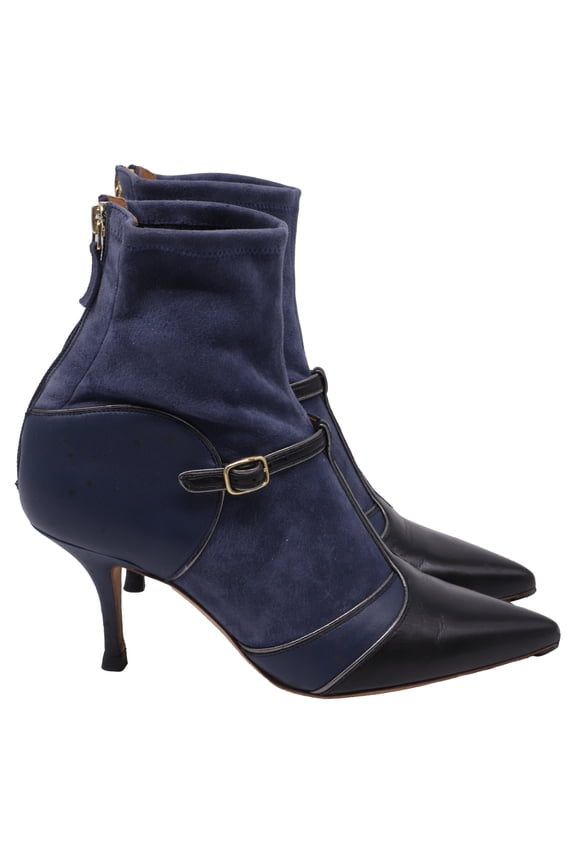 Pre-Owned Malone Souliers Sock Ankle Boots in Navy Blue Suede