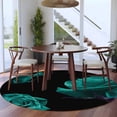 thumbnail image 4 of Round Area Rugs Collection 7 Ft, Teal Blue Rose Non-Slip Residential Carpet, Vintage Abstract Garden Flower Floral Black Indoor Crawling Mats Runner Rugs for Living Room/Dining Room/Bedroom, 4 of 8