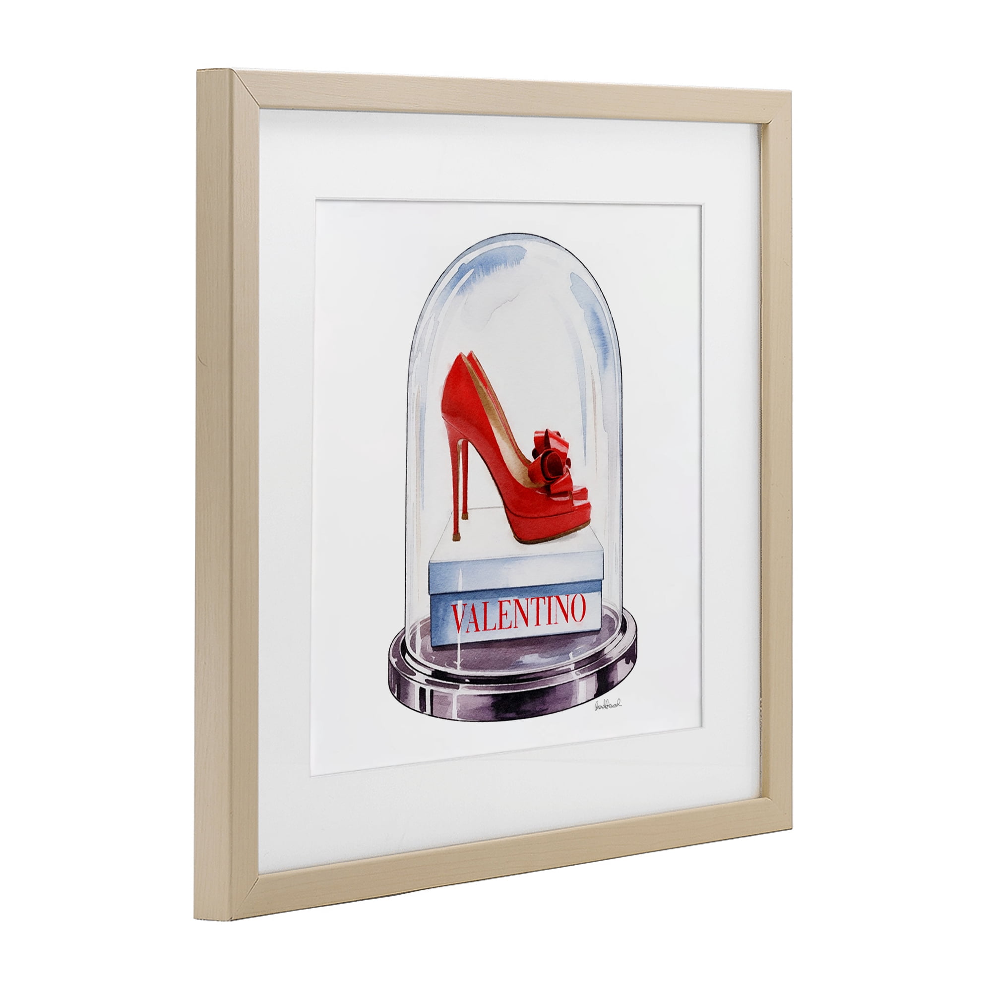 Stupell Industries Red Heels in Bell Jar Birch Framed Print Under Glass, design by Amanda Greenwood
