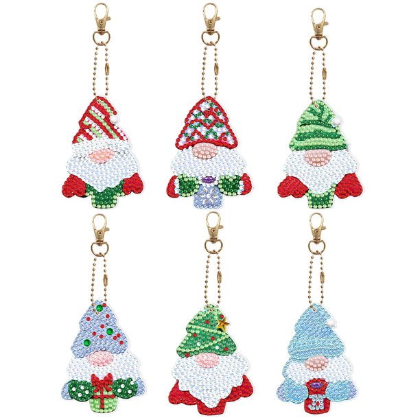 Llaveros Con Pintura Diamantes 5/6 Uds. Navidad Forma Especial Doble Cara
