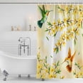 thumbnail image 2 of Watercolor Floral Shower Curtain Set - Small 36" x 72" Washable Bathtub Curtain with 12 Hooks, Yellow Flower Hummingbirds Botanical Spring Waterproof Fabric Shower Curtains for Bathroom/Bathtub, 2 of 6