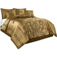 thumbnail image 6 of Chezmoi Collection Royal Luxury Jacquard Floral Comforter Set, King, Gold, 7-Piece, 6 of 6