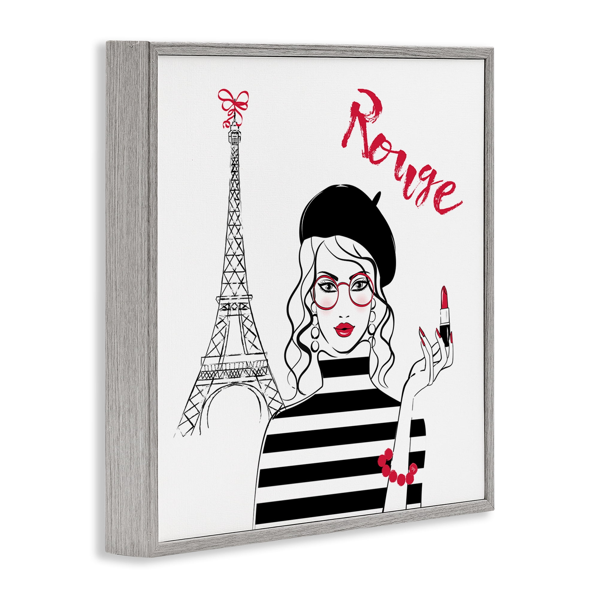 Stupell Industries Rouge Parisian Fashion Novelty Painting Gray Framed Art Print Wall Art, 24 x 24