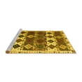 thumbnail image 2 of Ahgly Company Machine Washable Indoor Round Oriental Yellow Modern Area Rugs, 8' Round, 2 of 4