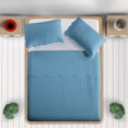 thumbnail image 3 of Ameha 3 Piece Quilt Set Chevron Embossed Bedspread Reversible Ultrasoft Microfiber Adult Bedding Washed Blue Color King, 3 of 10